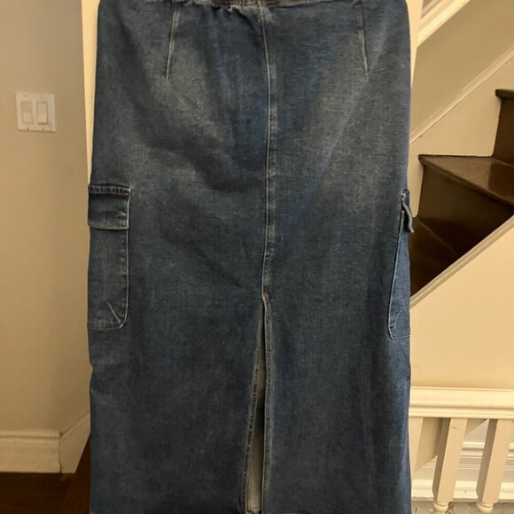 RE Generation jeans Blue Denim Maxi Skirt with Pockets Sz. XL NWT - Picture 7 of 13